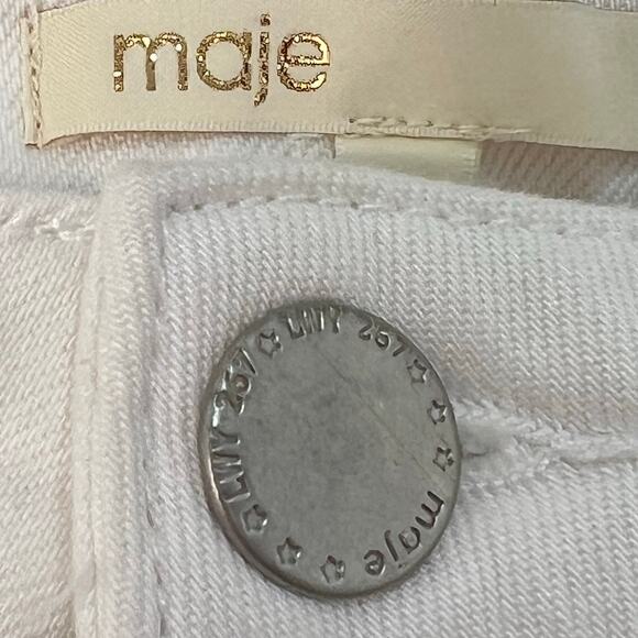 Maje Embroidered Floral Straight Leg Denim Jeans White Blue Size 36 Boho Retro - Picture 13 of 15